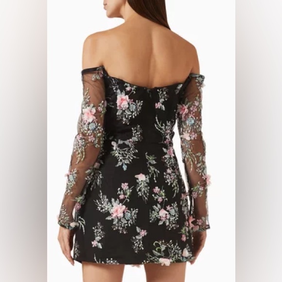 NWT Elliatt Gaia Black Floral Mini Dress Size L - Picture 4 of 15